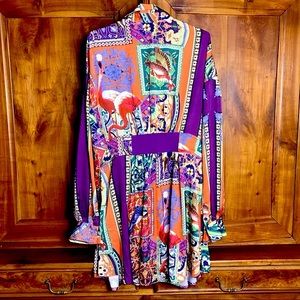 Fashion Nova Purple Multicolor Patchwork Midi Dress